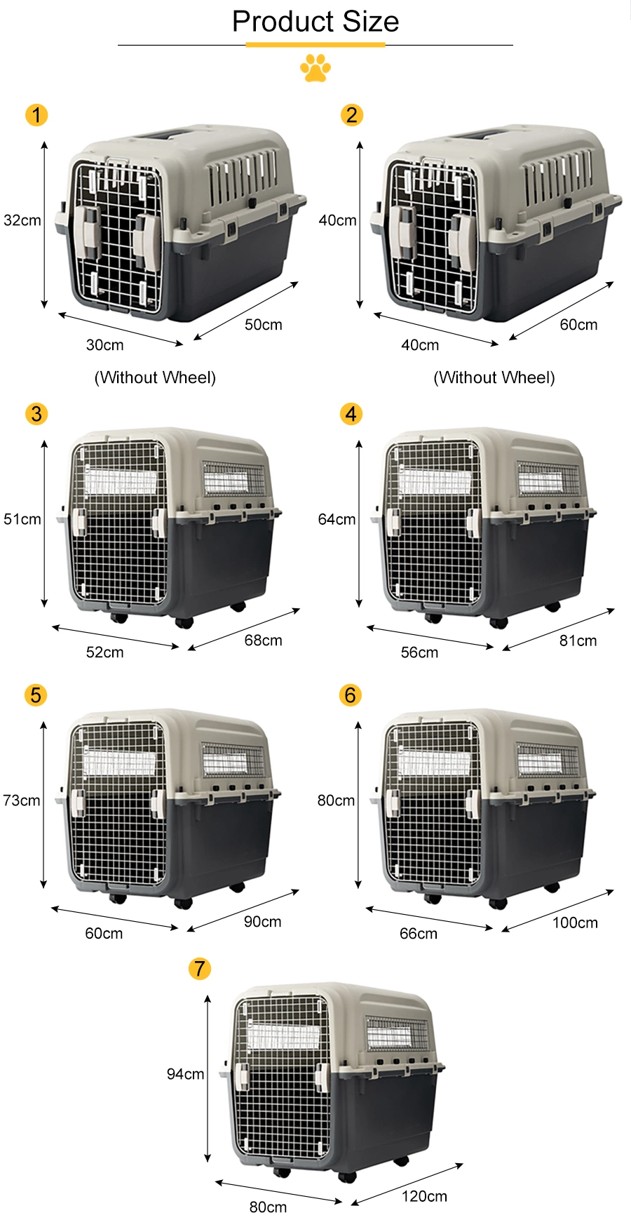 Pet Plastic Carrier Pet House Dog Crate for Transporting Kennel for Dog